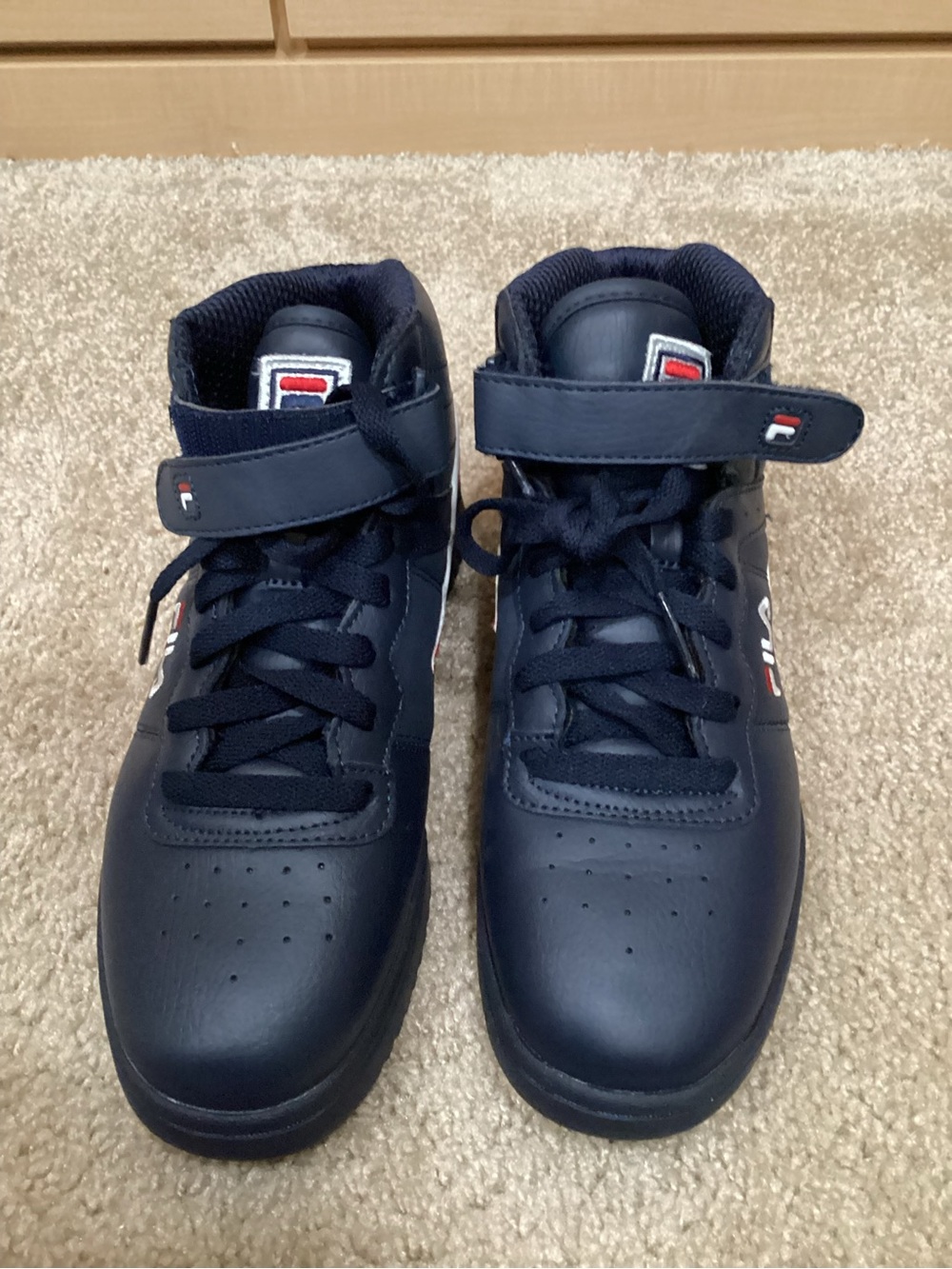 FILA Kids Navy Blue High-Top Sneakers with Velcro Strap